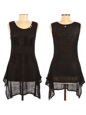 CATY LESCA Lagenlook Boho Crochet Tunic Top S